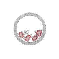 Rose Cut Sakaraha Pink Sapphire Pendant with White Zircon in Sterling Silver 1.40cts