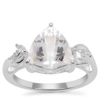 Optic Quartz Ring with White Zircon in Sterling Silver 3.71cts