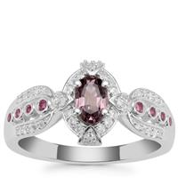 Burmese Pink Spinel, Sakaraha Pink Sapphire Ring with White Zircon in Sterling Silver 1.02cts