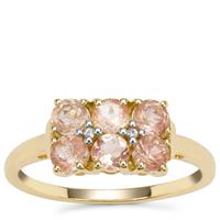Padparadscha Oregon Sunstone Ring with White Zircon in 9K Gold 1.03cts
