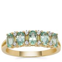 Nigerian Emerald Ring with White Zircon in 9K Gold 1.10cts