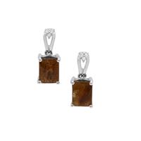 Rutile Quartz Earrings with White Zircon in Sterling Silver 3.15cts