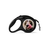 Personalised Black Retractable Dog Lead - Photo Upload - (Large 7.5m Retractable)