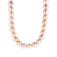 Naturally Papaya Cultured Pearl Sterling Silver Necklace (9mm x 8mm)
