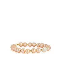 Naturally Papaya Bracelet with Kaori Cultured Pearl in Gold Tone Sterling Silver