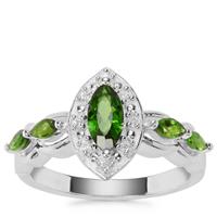 Chrome Diopside Ring with White Zircon in Sterling Silver 0.86cts