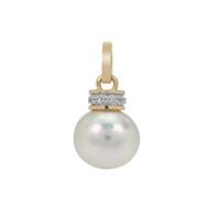 South Sea Cultured Pearl Pendant with White Zircon in 9K Gold (10MM)