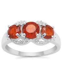 Loliondo Orange Kyanite Ring with White Zircon in Sterling Silver 2.36cts