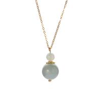 Moss in the Snow Jade & White Jadeite Necklace  in Gold Tone Sterling Silver 8cts