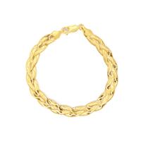 7" 9K Gold Altro Diamond Cut Wave 3-Plait Herringbone Bracelet 6.10g