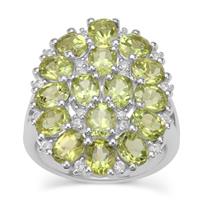 Red Dragon Peridot Ring with White Zircon in Sterling Silver 6.45cts