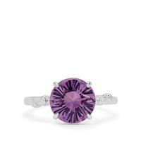 Polka Cut Bahia Amethyst Ring with White Zircon in Sterling Silver 3.25cts