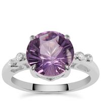Polka Cut Bahia Amethyst Ring with White Zircon in Sterling Silver 3.25cts