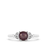 Bharat Star Ruby Ring with White Zircon in Sterling Silver 1.81cts