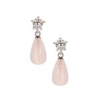 Morganite Earrings with White Zircon in Sterling Silver 4.75cts