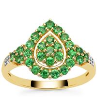 Tsavorite Garnet Ring with Diamond in 9K Gold 1.15cts