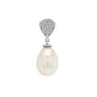 South Sea Cultured Pearl Pendant with White Zircon in 9K White Gold (11mm)
