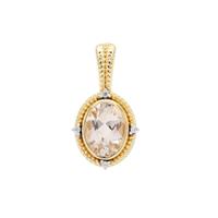Champagne Danburite Pendant with White Zircon in Gold Plated Sterling Silver 1.18cts
