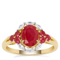 Burmese Ruby Ring with White Zircon in 9K Gold 2.30cts