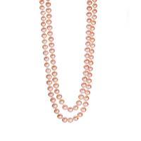 Naturally Papaya Cultured Pearl  2 Strand Necklace in Sterling Silver (7.50 x 6.50mm)