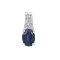 Kanchanaburi Sapphire Pendant with White Zircon in Sterling Silver 1.55cts