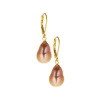 Baroque Cultured Pearl Earrings in Gold Tone Sterling Silver (14x10mm)