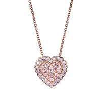 Pink Diamond Heart  Necklace with White Diamond in 14K Rose Gold 0.37ct