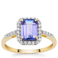 AA Tanzanite Ring with White Zircon in 9K Gold 1.90cts