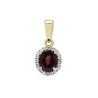 Burmese Purple Spinel Pendant with White Zircon in 9K Gold 1.30cts
