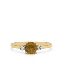Ambilobe Sphene Ring with Diamond in 9K Gold 1cts