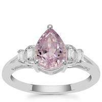 Brazilian Kunzite Ring with White Zircon in Sterling Silver 2.59cts