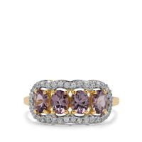 Mahenge Purple Spinel Ring with White Zircon in 9K Gold 1.85cts