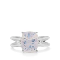 Blue Moon Quartz Ring with White Zircon in Sterling Silver 3.40cts