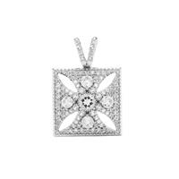 White Topaz Pendant in Platinum Plated Sterling Silver 1.60cts