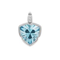 Lehrer Infinity Cut Sky Blue Topaz Pendant with Diamond in 9K White Gold 7cts