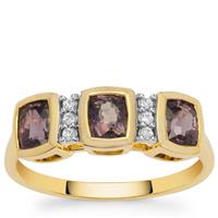 Burmese Purple Spinel Ring with White Zircon in 9K Gold 1.75cts