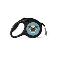 Personalised Fawn Pug Retractable Dog Lead - (Large 7.5m Retractable)