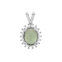 Serpentine Pendant with White Zircon in Sterling Silver 2.40cts