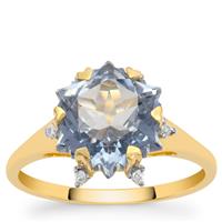 Wobito Snowflake Cut ChameleonTopaz Ring with White Zircon in 9K Gold 6cts