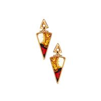 Baltic Cognac and Cherry with Champagne Amber Earrings in Gold Tone Sterling Silver  
