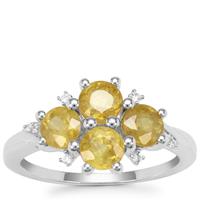 Ambilobe Sphene Ring with White Zircon in Sterling Silver 1.95cts