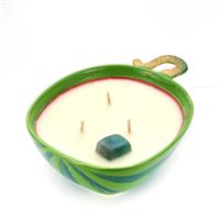 Gem Auras Ceramic Fruit Bowl Candles with a Tumbled Stone ATGW 50cts