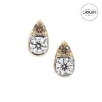 9K Gold Earrings with De Beers Code of Origin Diamonds & Champagne Diamonds 1/2cts