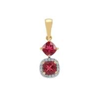 Nigerian Rubellite Pendant with White Zircon in 9K Gold 1.20cts