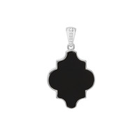 Black Onyx Pendant with White Zircon in Sterling Silver 13.69cts