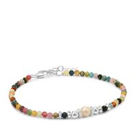 Multi-Colour Tourmaline Bracelet with Pearl in Sterling Silver 