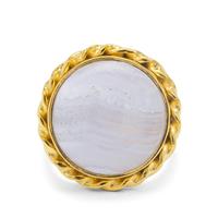 Blue Lace Agate Ring in Gold Plated Sterling Silver 10.25cts