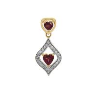 Rajasthan Garnet Pendant with White Zircon in 9K Gold 1cts