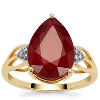 Malagasy Ruby Ring with Diamond in 9K Gold 7.75cts (F)