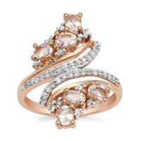 Mozambique Morganite Ring with Diamond in 9K Rose Gold 1.10cts